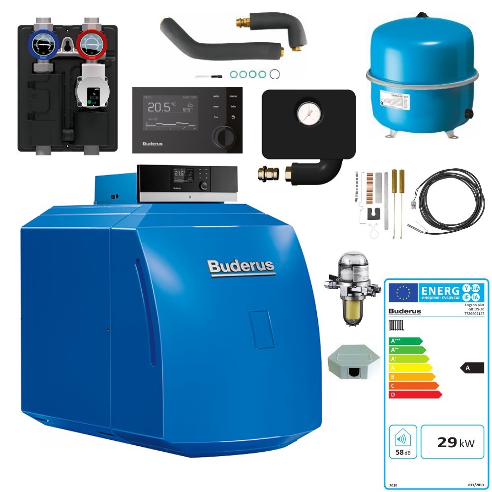 Buderus Ölkessel Logano plus GB125 30 kW Brennwert Paket K33/2 RC310 HS25
