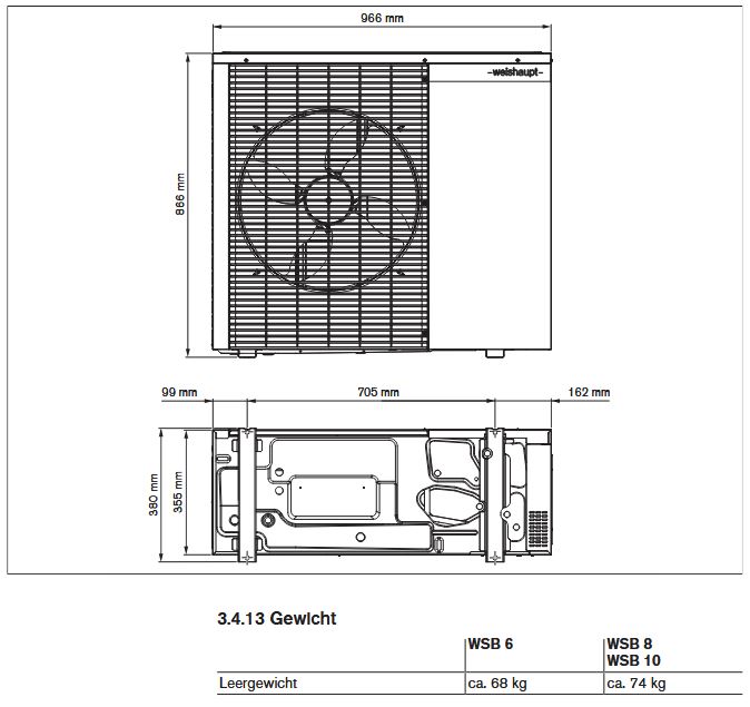 Weishaupt Paket Split Wärmepumpe Splitblock WSB 10-A-RMEK-AI Anschluss rechts