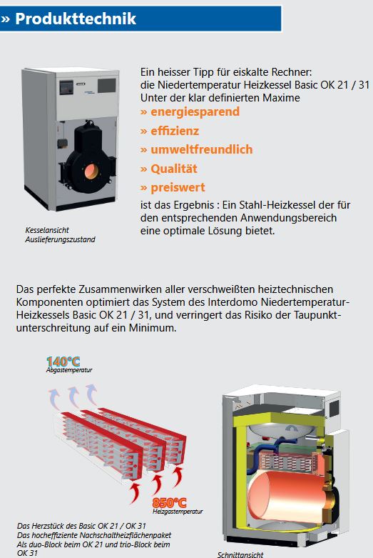 Interdomo OK 21 basic Öl Niedertemperaturkessel Stahlkessel Heizwert Ölheizung