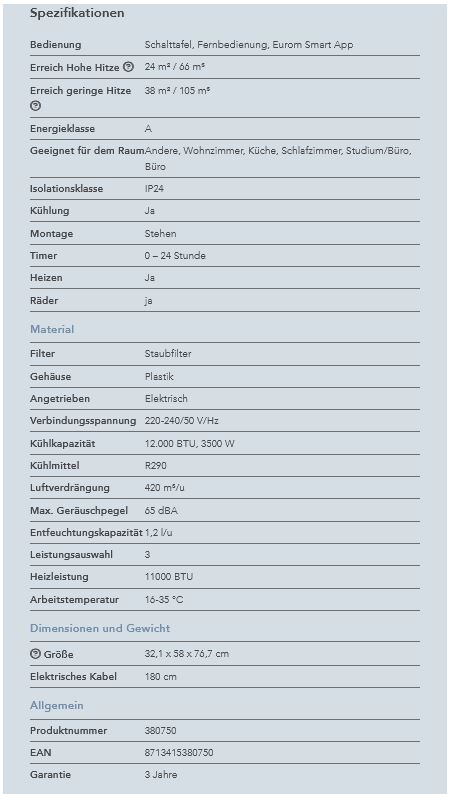 Eurom Klimagerät CoolPerfect 120 mobiles Raumklimagerät 3,5 kW Klimaanlage
