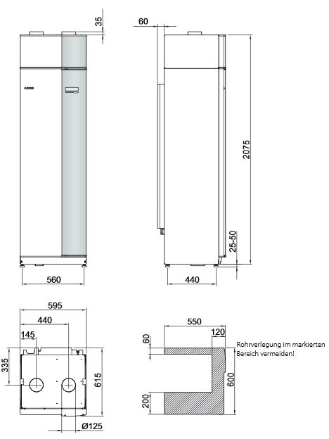 NIBE Abluftwärmepumpe Nibe F370 Heizung Lüftung Brauchwasserspeicher 4,3 kW