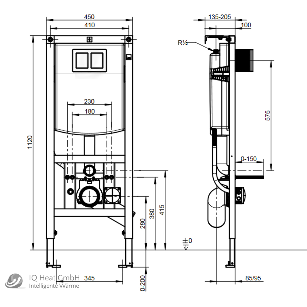 VIS CONEL WC Vorwandelement 112 cm barrierefrei WC-Element UP-Spülkasten