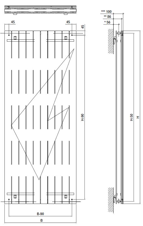 Design Paneelheizkörper Panio Crystal Basic mit Glasfront Vertikalheizkörper