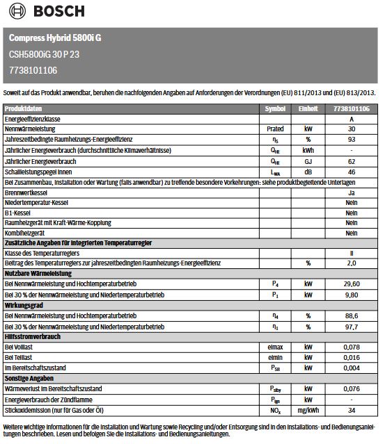 BOSCH Hybridsystem CSH5800iG 30 P 23 wandhängend mit Touch-Bedienfeld