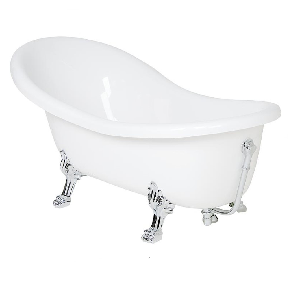 Mineralguss Badewanne EDITA freistehend 1745 x 805/635 x 820 Wannenfuss Ablauf