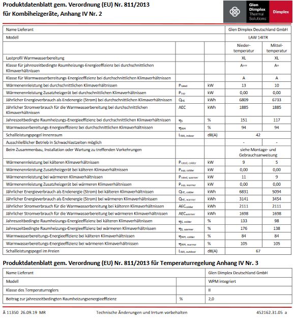 Dimplex Luft Wasser Wärmepumpe LAW 14ITR in Splitbauweise Hydraulikeinheit