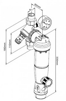 SYR Rückspülfilter Duo DFR DN25 1" mit Druckminderer Wasserfilter Hauswasser