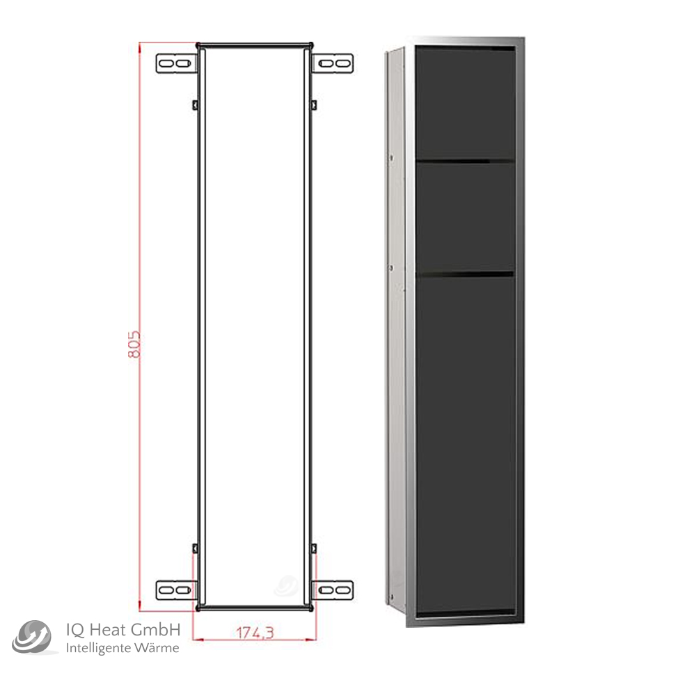 WC Modul emco asis 150 chrom / schwarz Wandcontainer Einbaurahmen