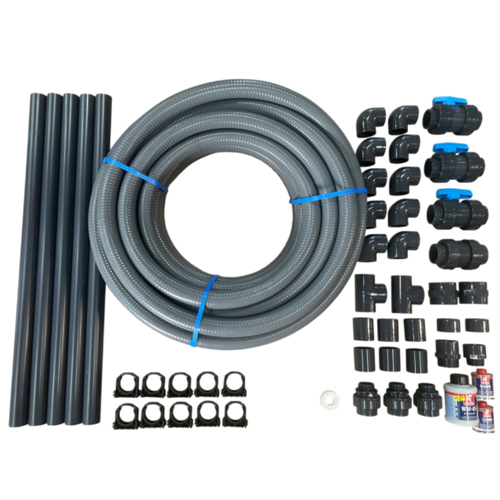 PVC Verrohrungsset für OKU Styroporpool Prestige Spiralschlauch PVC-Rohr