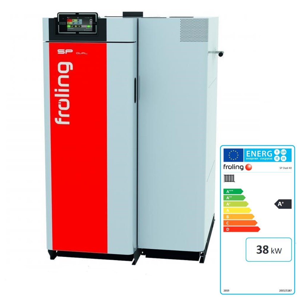 Fröling Kombikessel SP Dual 40 Scheitholz Holzvergaser Pelletskessel 7" Touch