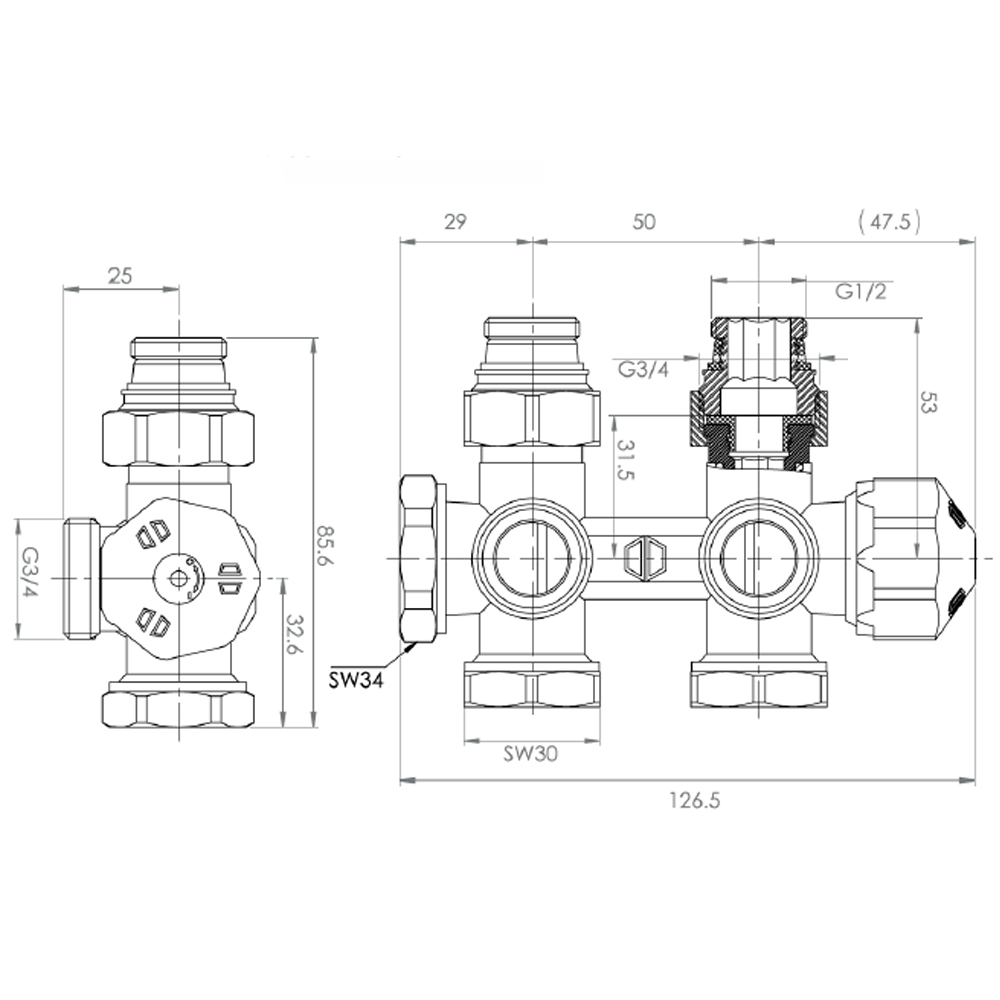 MERT SAMI SET Multiblock Chrom Eck DG Anschluss Heizkörper Ventil Thermostat MERT SAMI SET Multiblock Chrom Eck DG Anschluss Heizkörper Ventil Thermostat