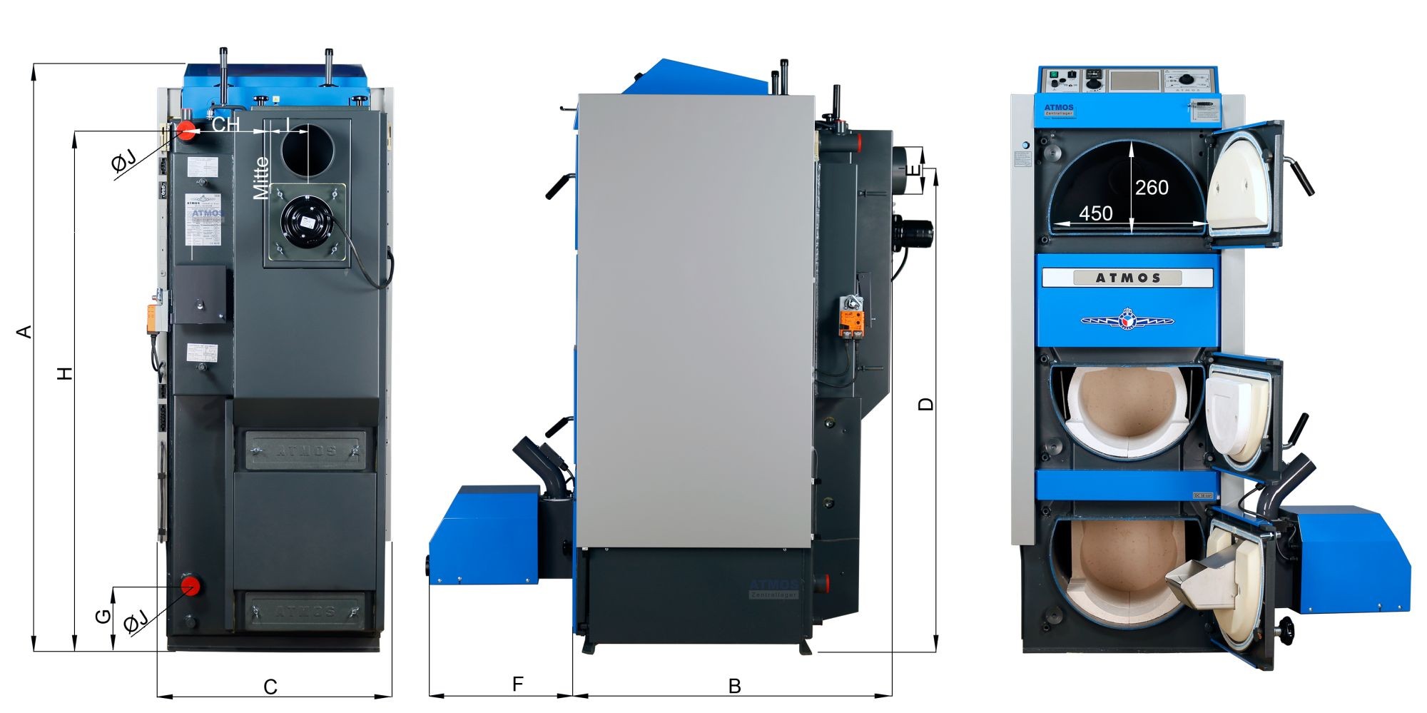 ATMOS Kombikessel DC30GSP Set - 3,0 m + Pelletbrenner A25 förderfähig