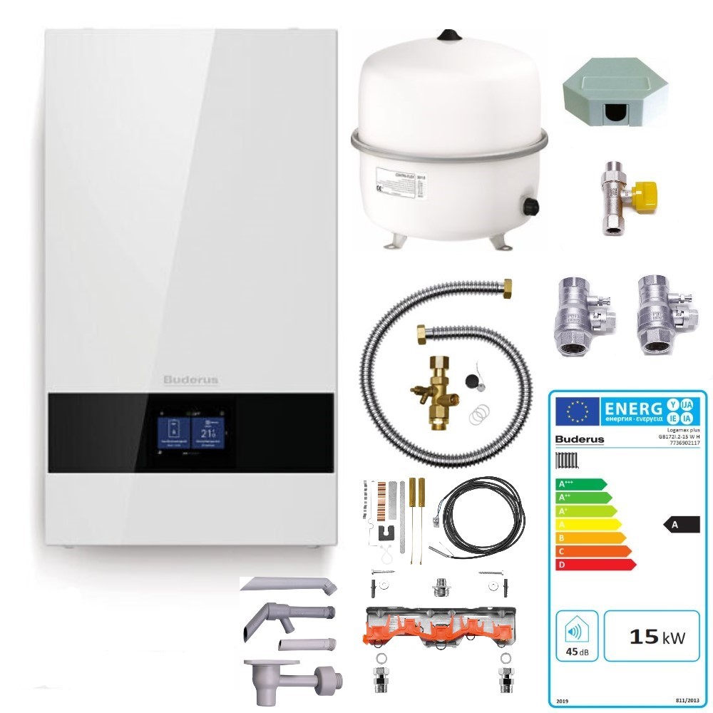 Buderus Paket W22S Gas Brennwertgerät GB172i.2 15 kW Regler BC400 Zubehör
