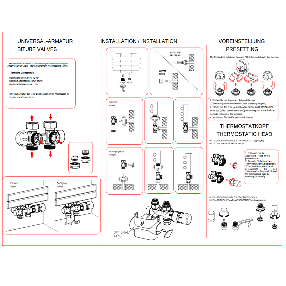 Corpotherma Mittenanschluss Garnitur Multiblock schwarz, universal