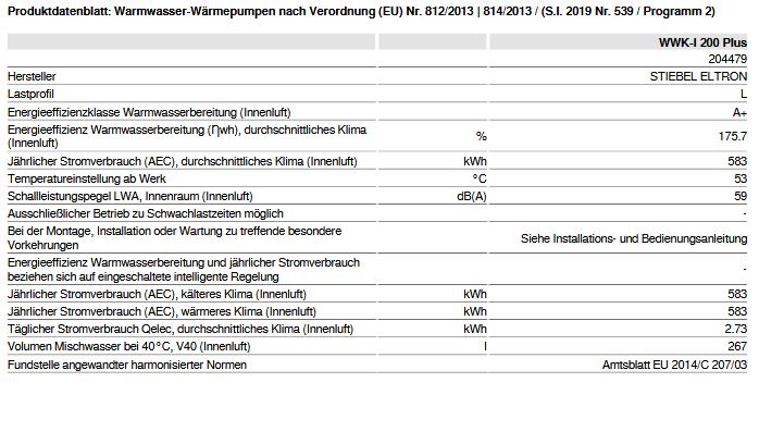 STIEBEL ELTRON Warmwasser Wärmepumpe WWK-I 200 Plus 204479 Trinkwassererwärmung