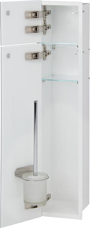 WC Wandcontainer weiß Glastür links WC Einbauschrank Einbaurahmen Unterputz
