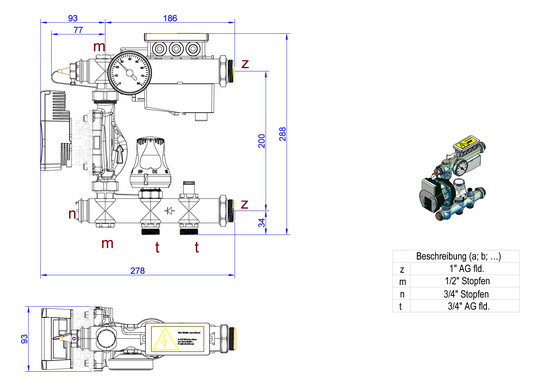 Strawa Fußbodenheizung Festwertregelgruppe 130/4 mit Wilo Para bis 120 qm