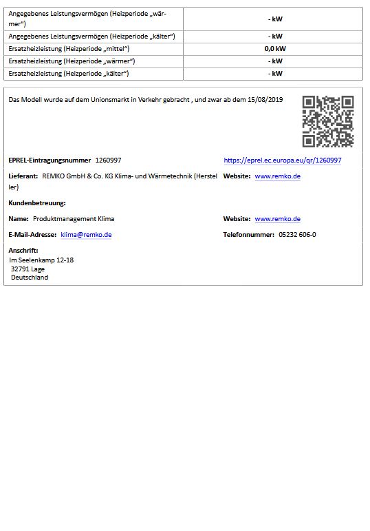 Remko Klimaanlage Raumklimagerät SKW 521 DC Kompakt Wandgerät 5,2 kW R32 weiß