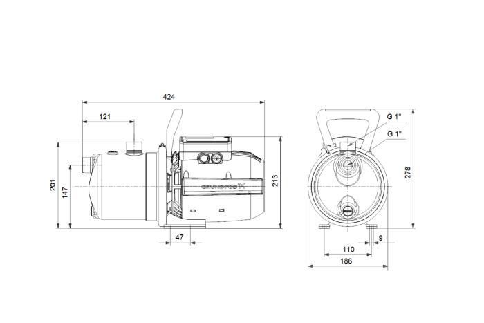 Grundfos Jetpumpe Gartenpumpe JP 5-48 S-BBVP Hauswasserwerk selbstansaugend Grundfos Jetpumpe Gartenpumpe JP 5-48 S-BBVP Hauswasserwerk selbstansaugend