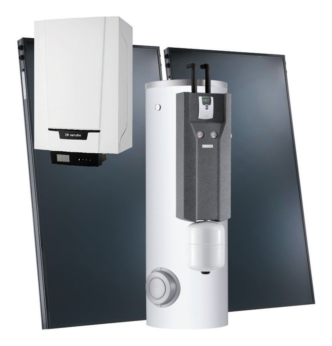 Remeha Paket 13 Gas Brennwert Tzerra Ace 24 DS Solaranlage Nova 300 S-5 AD