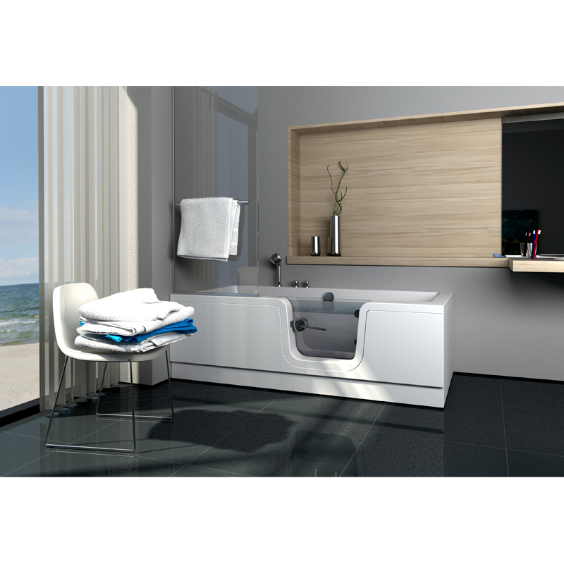 Acryl Badewanne Kombiwanne Puerta 170x80x40 cm links weiß mit Tür rechts