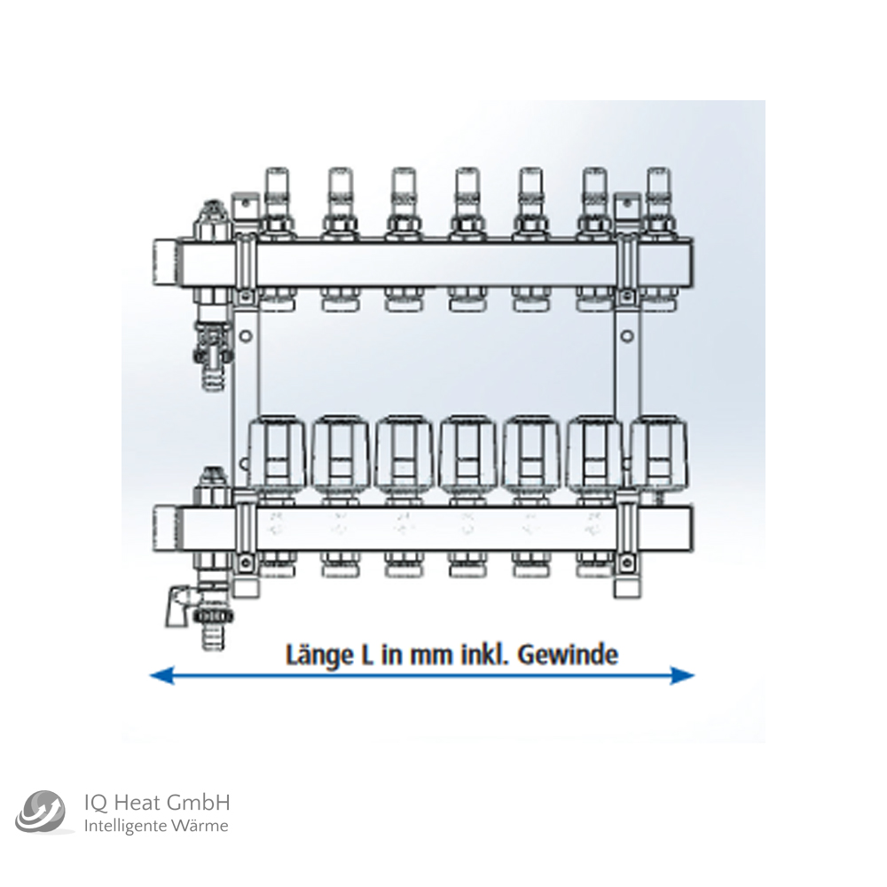 Schütz Heizkreisverteiler 11 HK / 620 mm + Konsole + Kugelhahnset