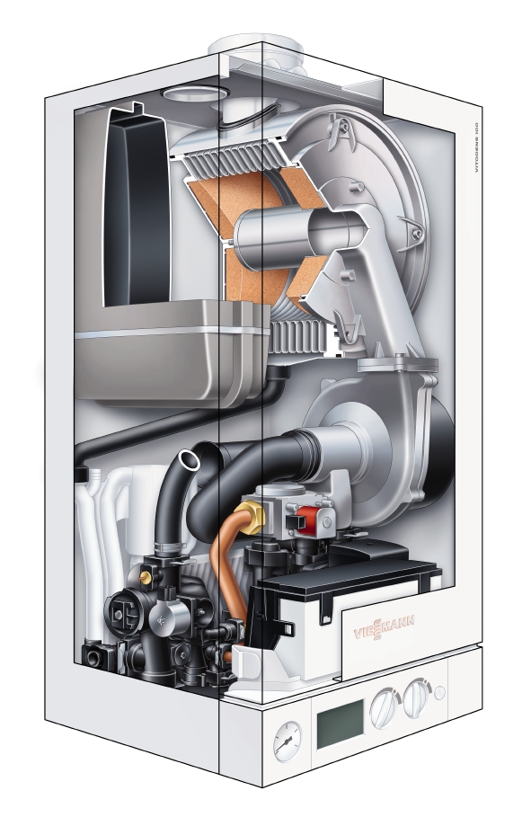 Viessmann Gasbrennwert Kombi Therme Vitodens 100-W  Vitotrol Abgas Anschluss