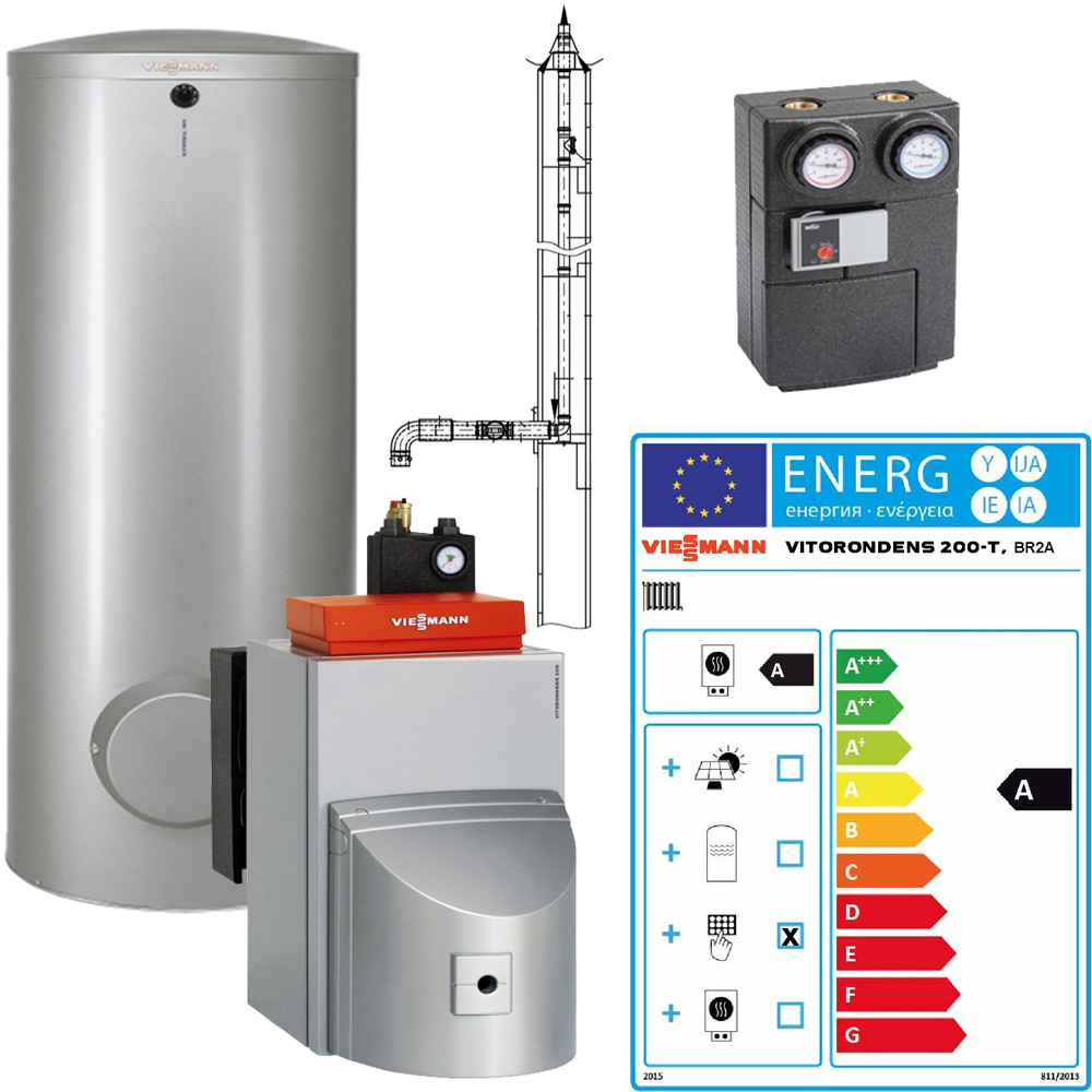 Viessmann Paket Vitorondens 200-T 24,6 kW Öl-Brennwert Speicher 160 Liter Abgas