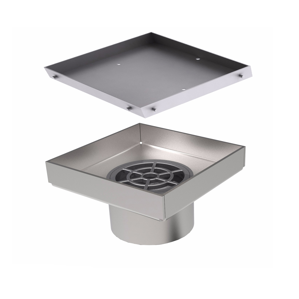 MERT Bodenablauf Duschablablauf Ablauf 200 x 200 mm Quadrat Flieseneinsatz