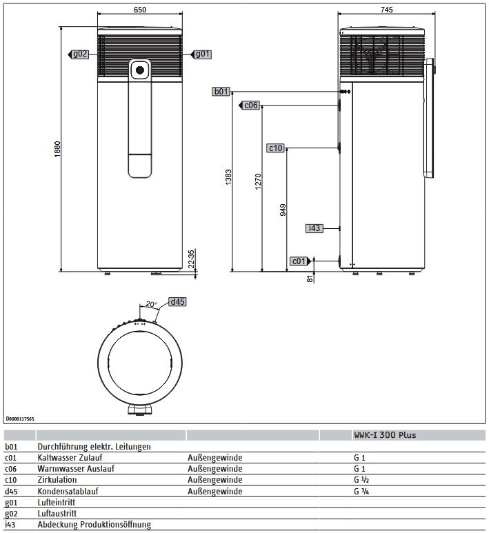 STIEBEL ELTRON Warmwasser-Wärmepumpe WWK-I 300 Plus 204481
