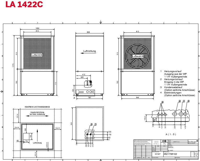 Glen Dimplex Reversible Luft Wasser Wärmepumpe LA 1422C 20,9 kW 380320