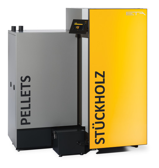 ETA Kombikessel TWIN 20/20 links Stückholzkessel SH-P und Pelletbrenner TWIN