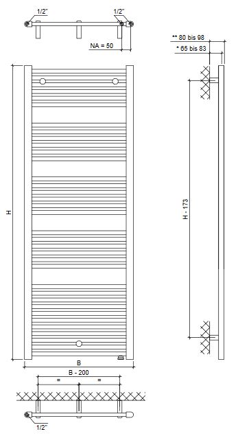 Austauschheizkörper Badheizkörper Classic SUL SUR MAV weiß Ventilheizkörper
