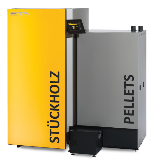 ETA Kombikessel TWIN 30/26 rechts Stückholzkessel SH-P und Pelletbrenner TWIN ETA Kombikessel TWIN 30/26 rechts Stückholzkessel SH-P und Pelletbrenner TWIN