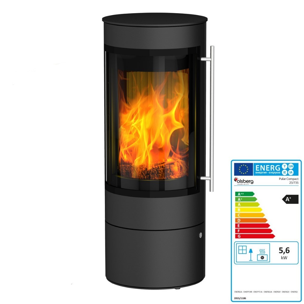 Kaminofen Olsberg Pular Plus Compact 5 kW Dekorrahmen schwarz lackiert Korpus