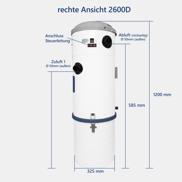 VARIOVAC Zentralstaubsauger HV2600 600 Airwatts Zentralgerät 1800 Watt 502600