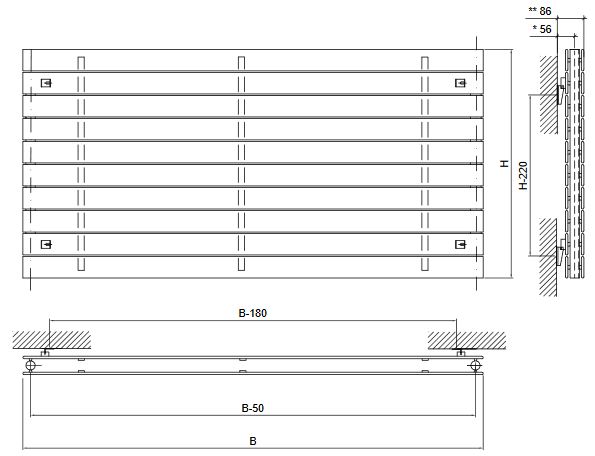 Design Paneelheizkörper horizontal Panio anthrazit Heizkörper Badheizkörper