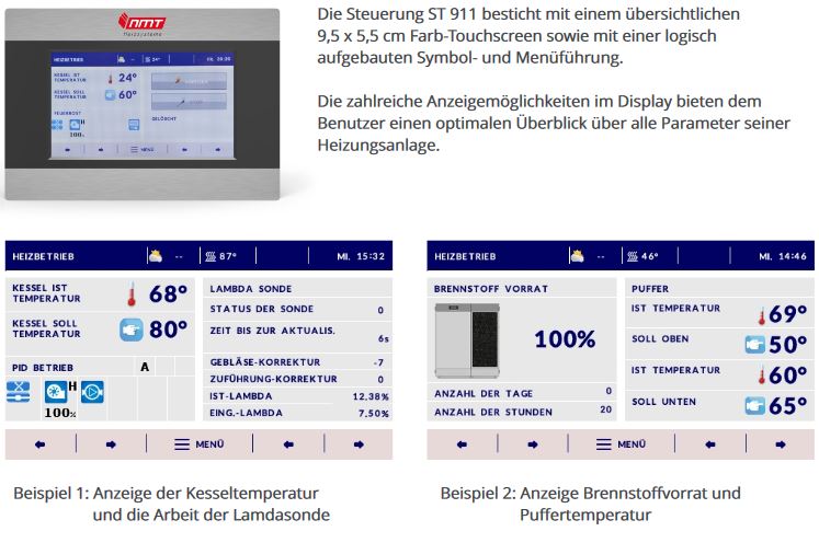NMT Pelletkessel PKP Kompakt 15 kW Lambda Touchdisplay