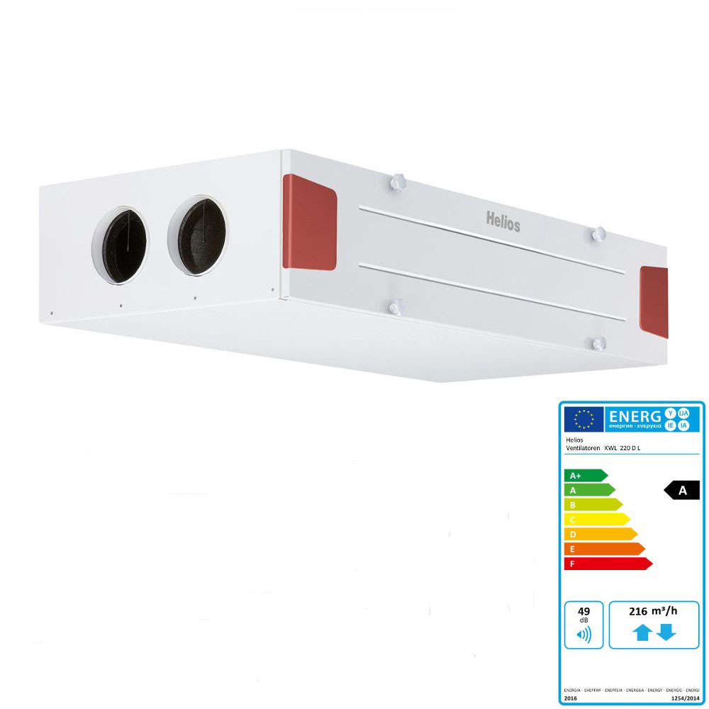 Helios Lüftungsgerät KWL 220 D L mit WRG für Deckenmontage Linksausführung