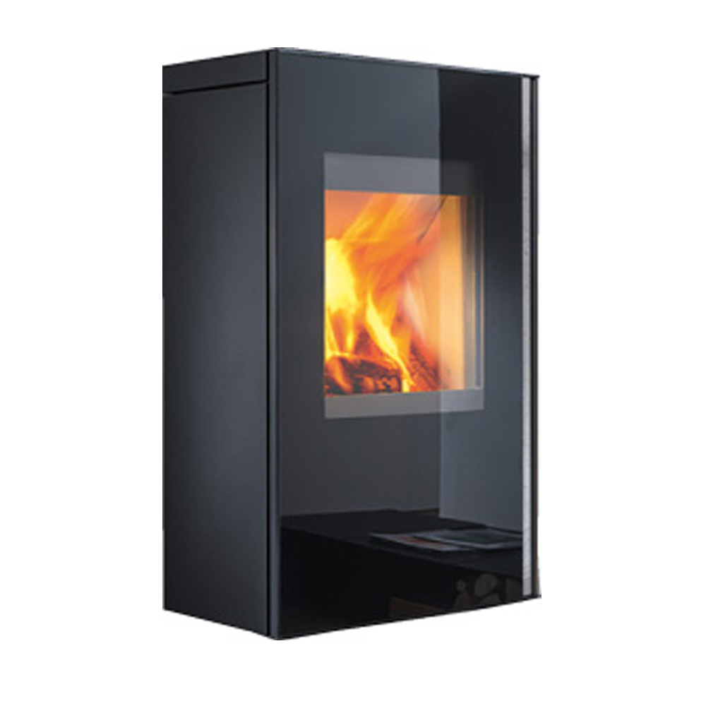 Kaminofen Wodtke Casa Glas black 6 kW wandhängend Scheitholz Kamin Holzofen