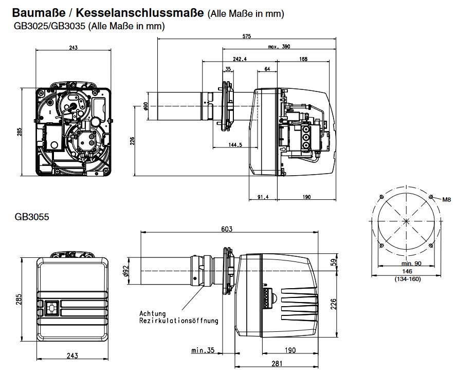Giersch Ölbrenner Blaubrenner GB3025 15 bis 25 kW 17 36 45800 Ölgebläsebrenner
