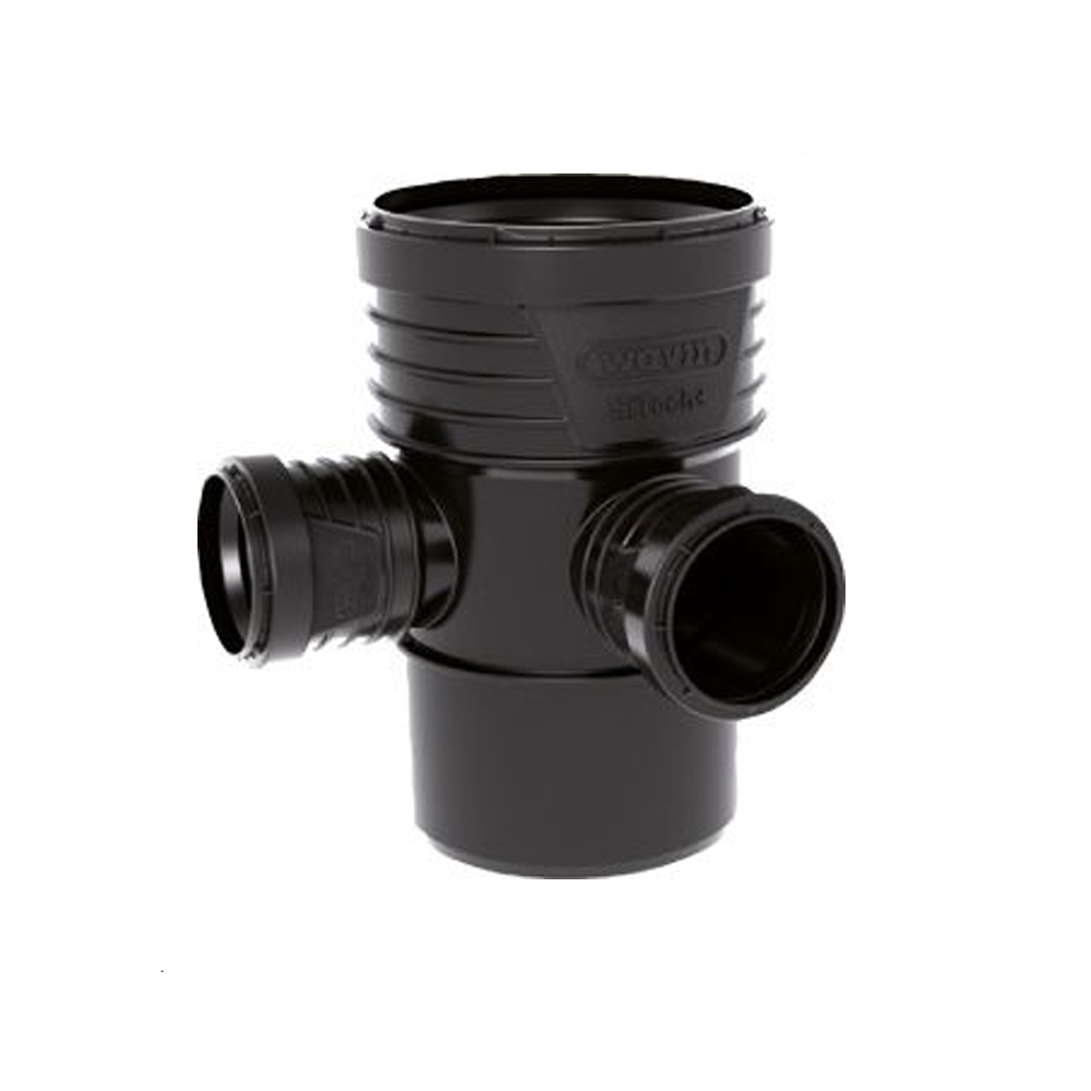 Wavin SiTech+ schallgedämmtes Abwasserrohr DA Eckdoppel Abzweig reduziert 87° DN 110 x 50 x 50