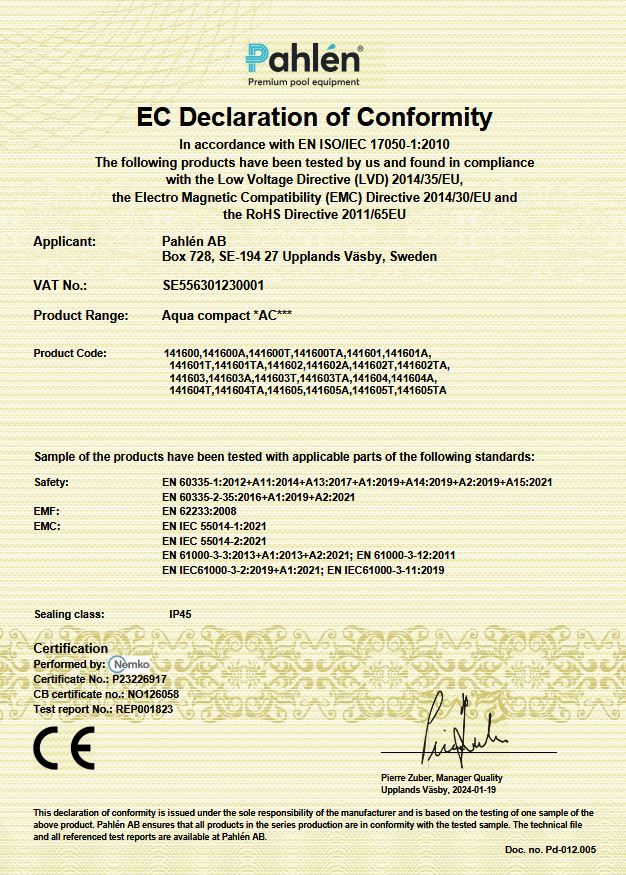 Pahlen Poolheizung Elektroheizer Aqua compact AC90 141602 9 kW E-Heizstab 400V