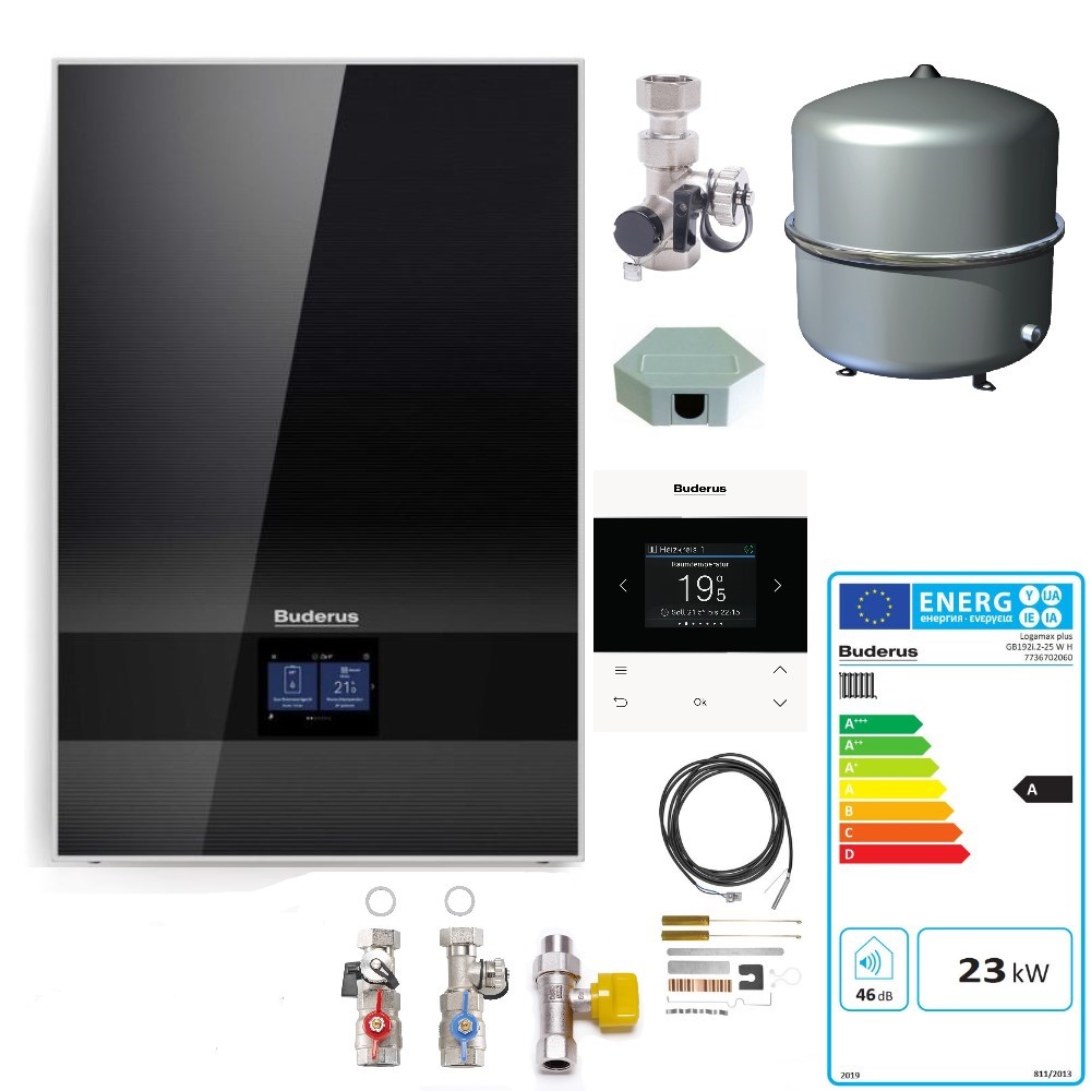 Buderus Logaplus Paket W50S Gasbrennwert Gerät GB192i.2 25 kW schwarz BC400