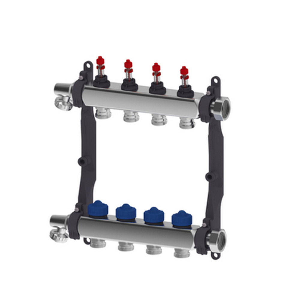 Roth 7-fach Edelstahl Heizkreisverteiler mit Durchflussanzeige absperrbar