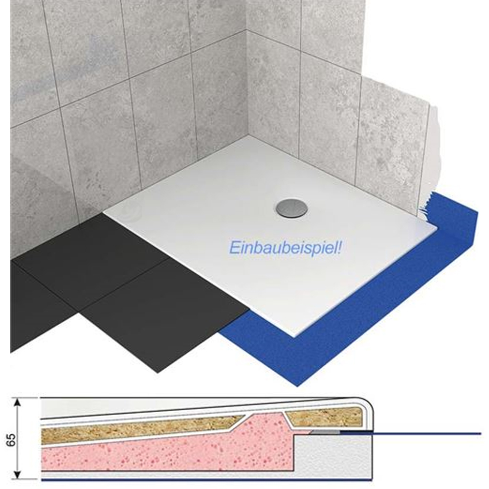 Acryl Viertelkreis Duschwanne Arenal 90 x 90 R55 CS Finish Dichtsystem Dusche Acryl Viertelkreis Duschwanne Arenal 90 x 90 R55 CS Finish Dichtsystem Dusche