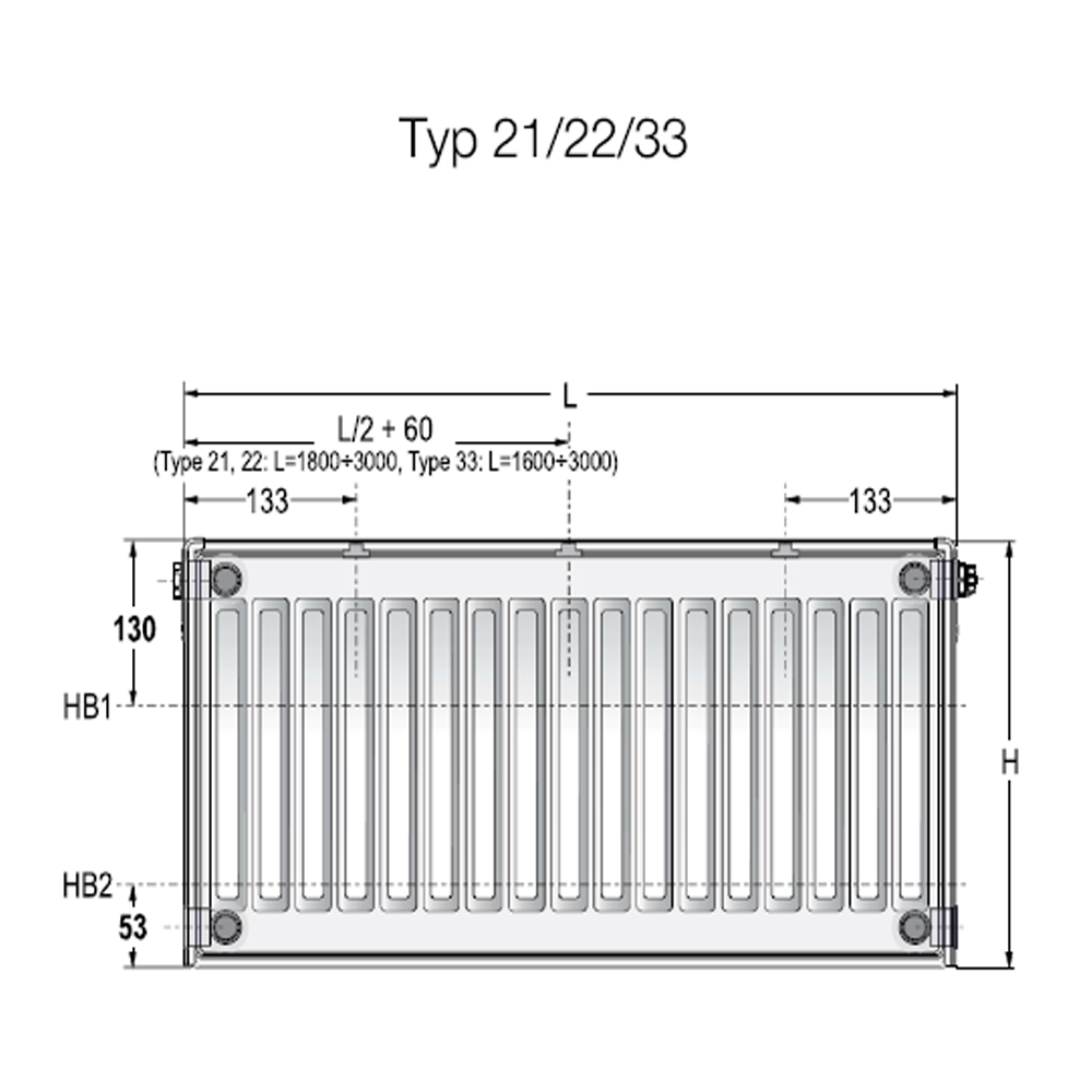 Buderus Logatrend C Profil Kompakt Flachheizkörper Typ 21 BH 300 seitliche Anschl