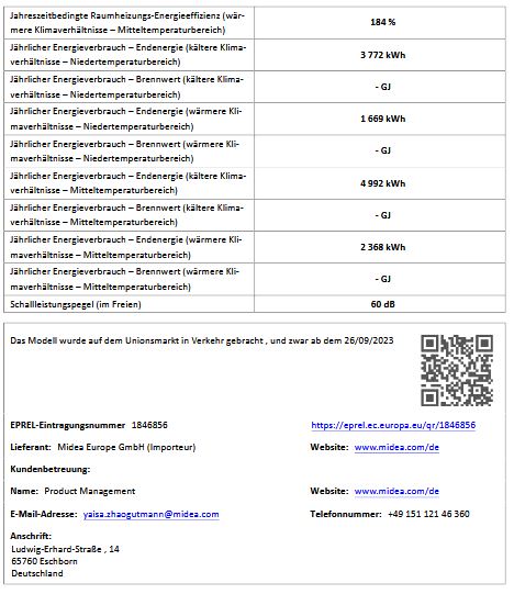 MIDEA Luft Wärmepumpe M-Thermal Arctic Monoblock (R290) 6,5kW MHC-V6WD2N7-E30