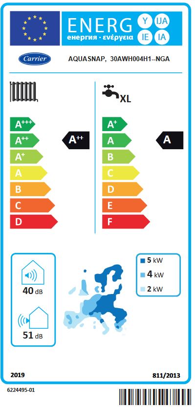 Carrier Luft Wärmepumpe AquaSnap 4,0 kW 30AWH004H1--NG 230 Volt R290 ZC00128