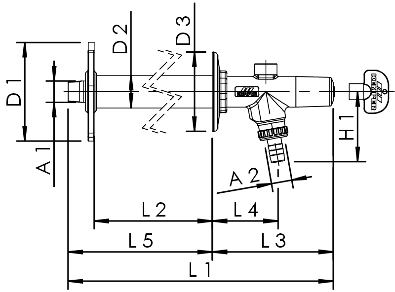 Kemper Frosti Plus frostsichere Außenarmatur DN20 150 - 415 mm